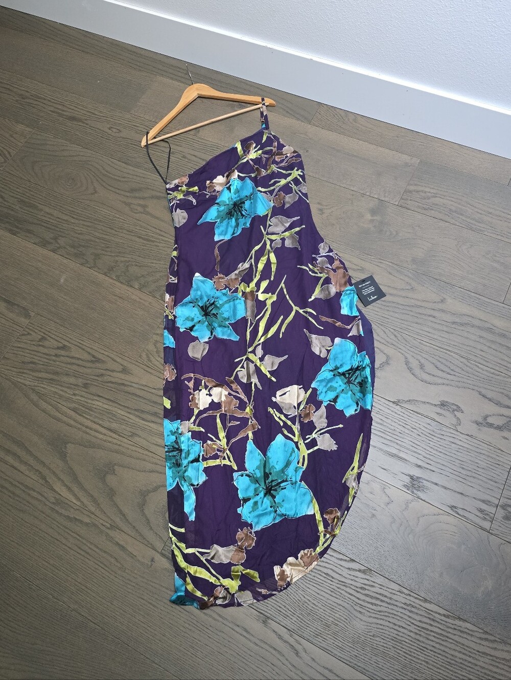 Lulu's Teal Floral One-Shoulder Midi Dress - Picture 8 of 14
